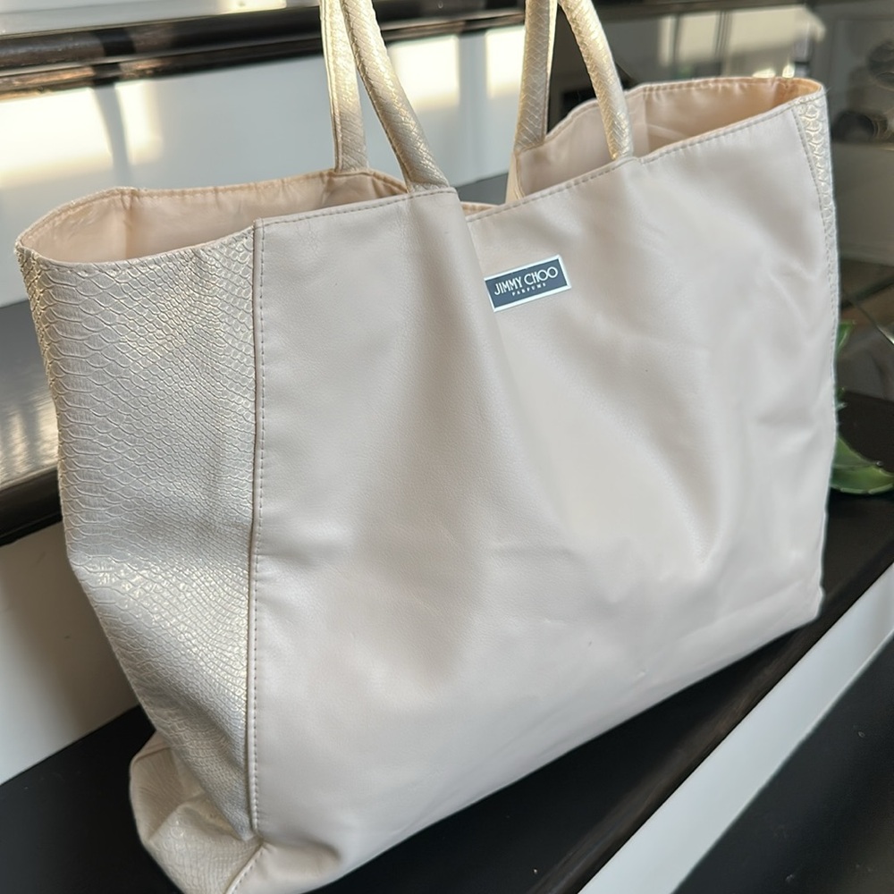 Jimmy Choo Cream and Gold Tote Bag
